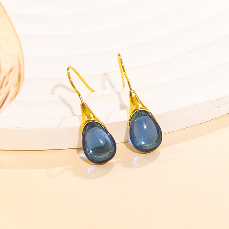 Wholesale  Drop-shaped Inlaid Cat's Eye Earrings