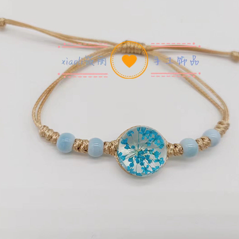 Wholesale Handwoven Colorful Ceramic Beads Natural Real Flower Bracelet ACC-BT-Youl011