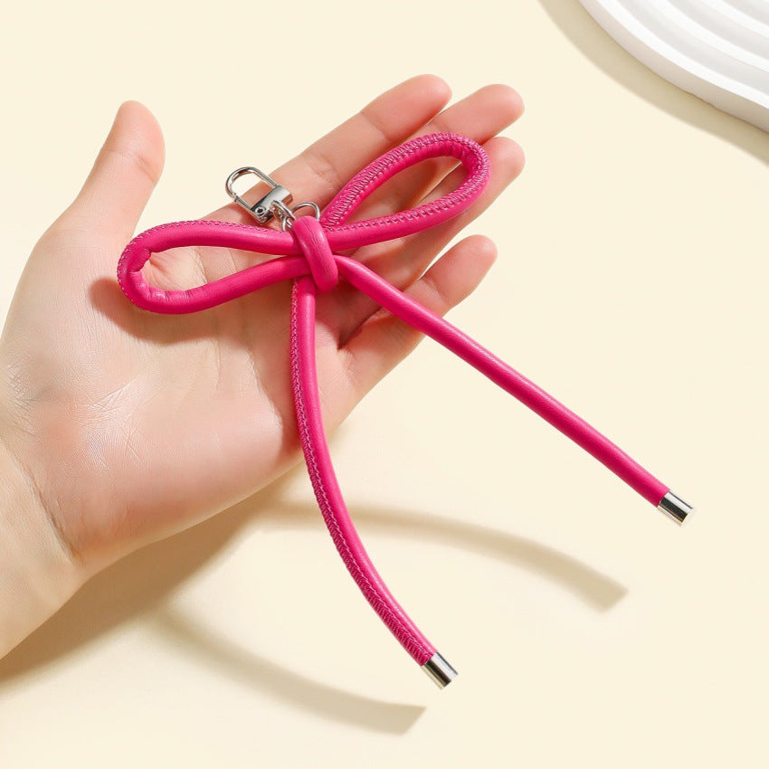 Wholesale Leather bow lanyard keychain