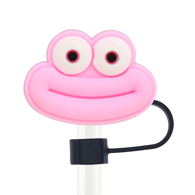 Wholesale Random 100pcs Cartoon 10mm PVC Soft Straw Tube Cap ACC-SCR-RYY093