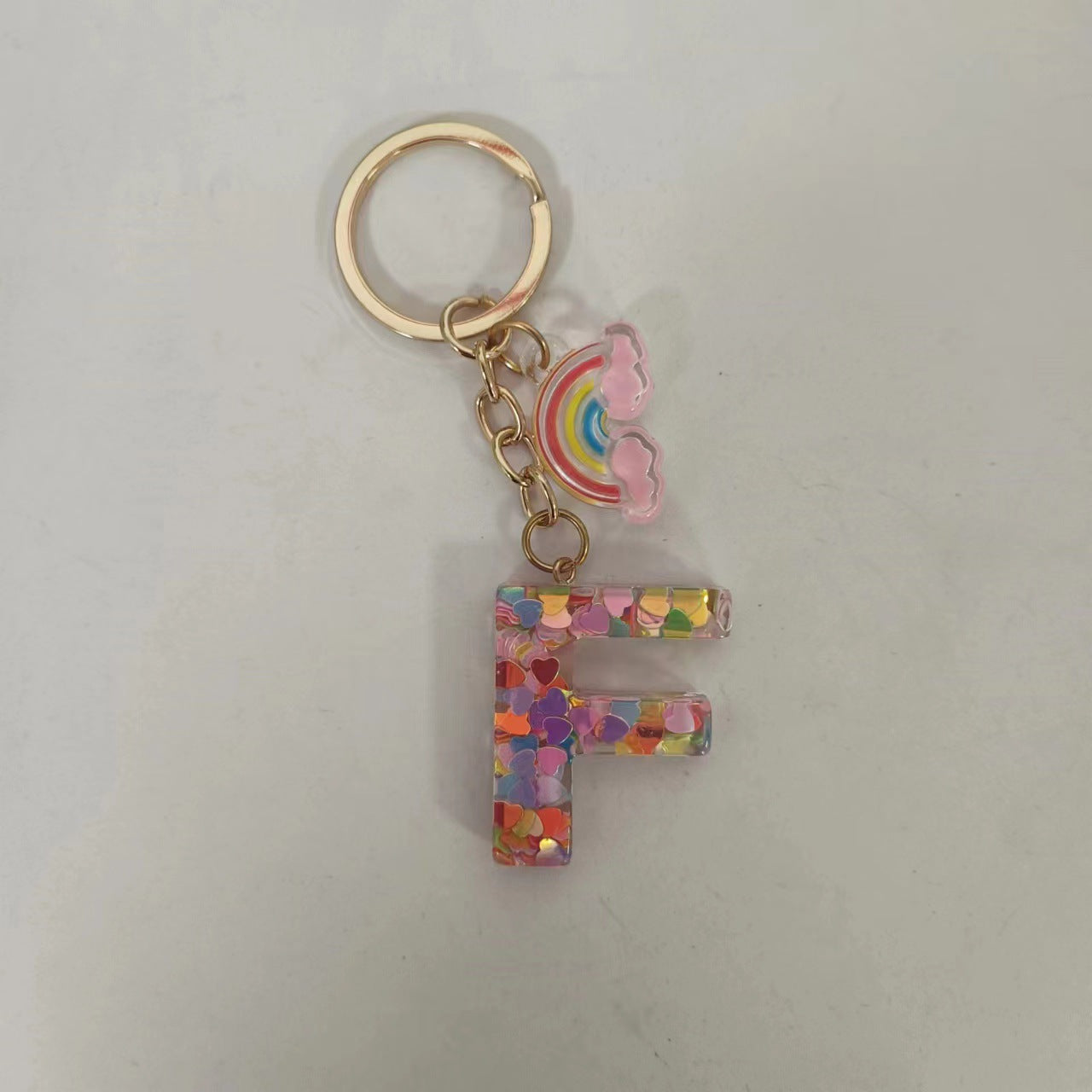 Wholesale Trendy Resin Alphabet Letter Keychains 26 A Z Iridescent Sequin Charm Set Party Gift Bag Charm Boutique Resale Accessory
