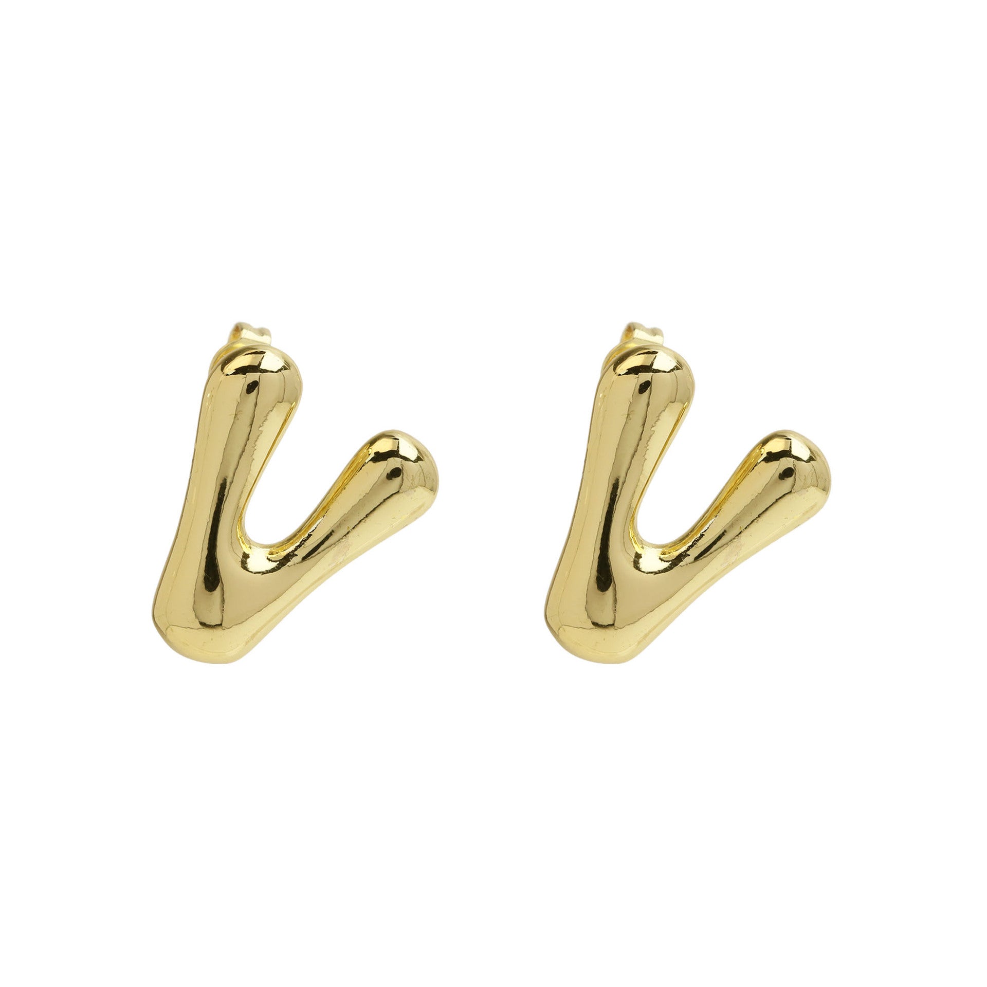 Wholesale  copper plated 18k real gold chubby bubble balloon 26 English letter earrings