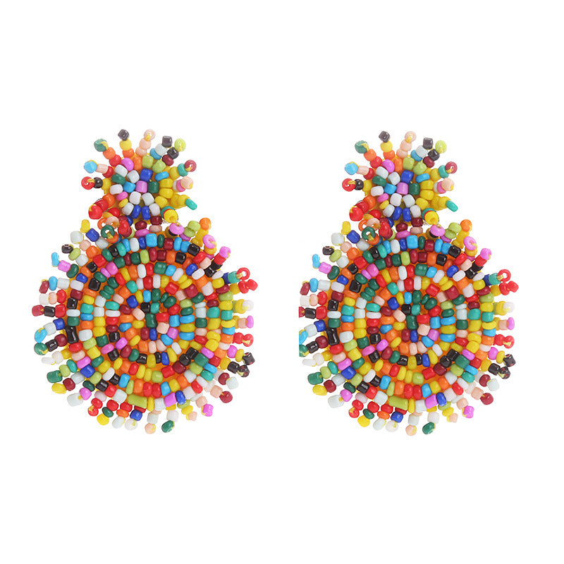 Wholesale Bohemian Colorful Rice Bead Earrings  ACC-ES-CT044