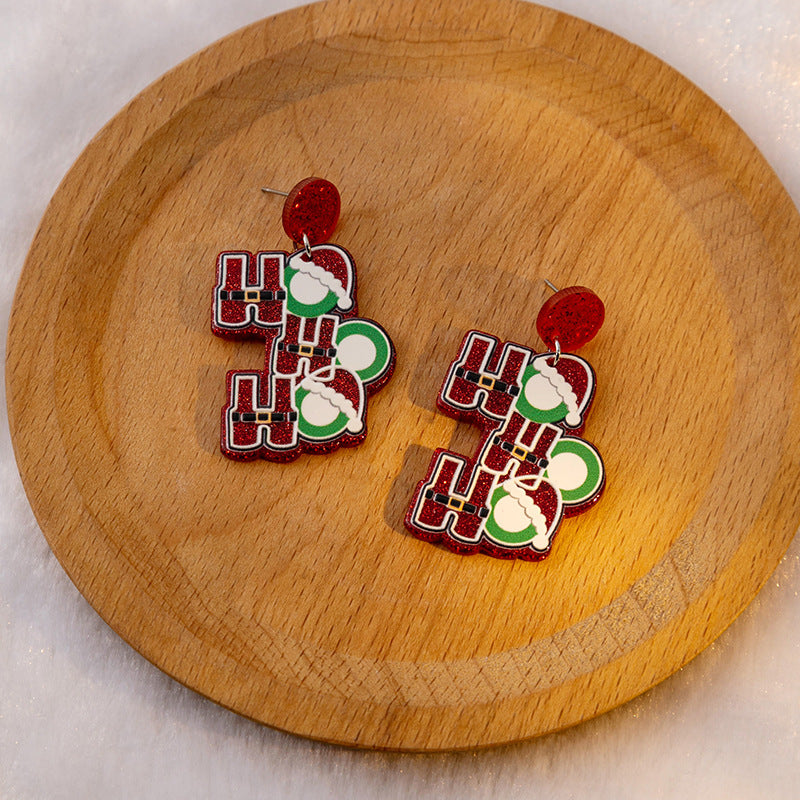 Wholesale Christmas Acryllic Card Claus Santa Earrings ACC-ES-MDD069