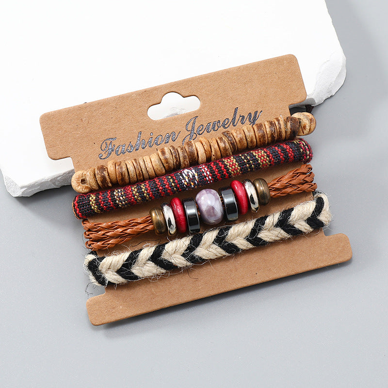 Wholesale Hand-woven Vintage Bracelets Diy 4-piece Set Bohemian Style ACC-BT-PK013