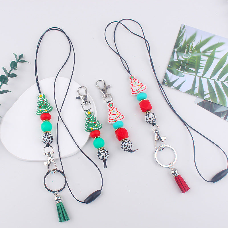 Wholesale Christmas Silicone Bead Accessories Pendant Creative DIY Silicone Wrist Keychain