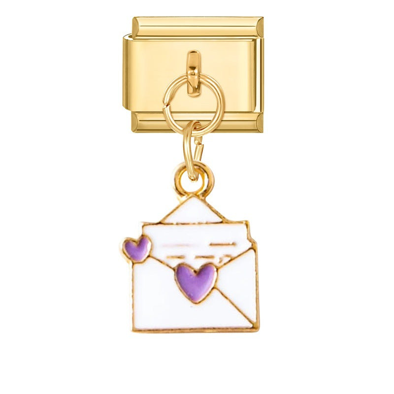 Wholesale  Italian Charm Bracelet 9mm DIY Flower Pendant Creative Stainless Steel Composable Bracelet