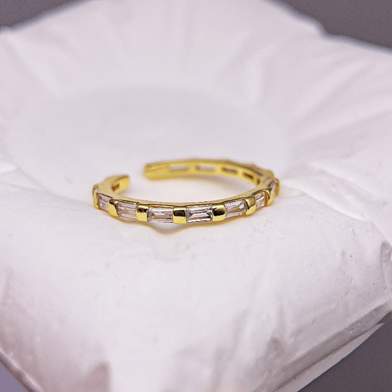 Wholesale Rectangular Micro-paved Zirconia Open Adjustable Rings ACC-RS-YXY038