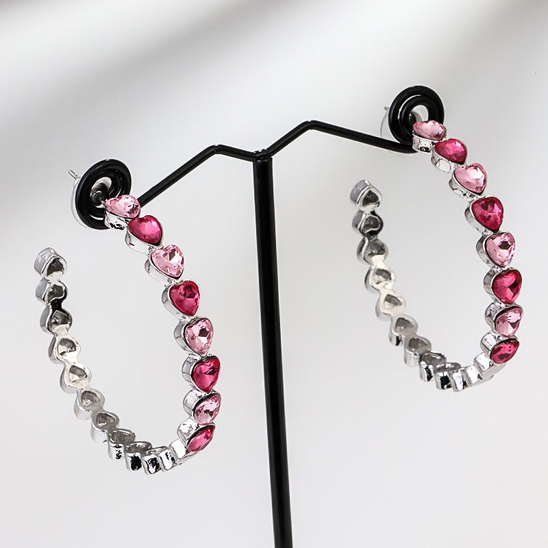 Wholesale C-shaped Earrings Personalized Color Diamond Earrings ACC-ES-RuLong015