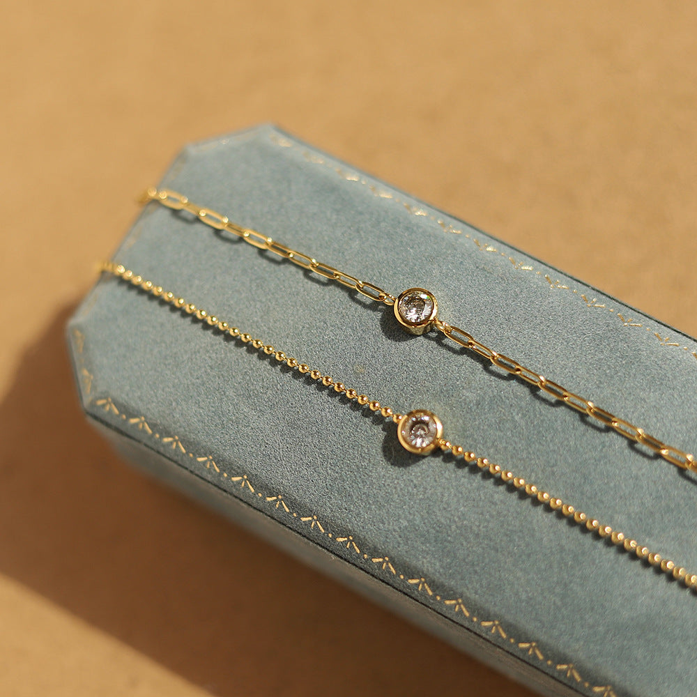 Wholesale white diamond titanium steel 18K gold plated bracelet