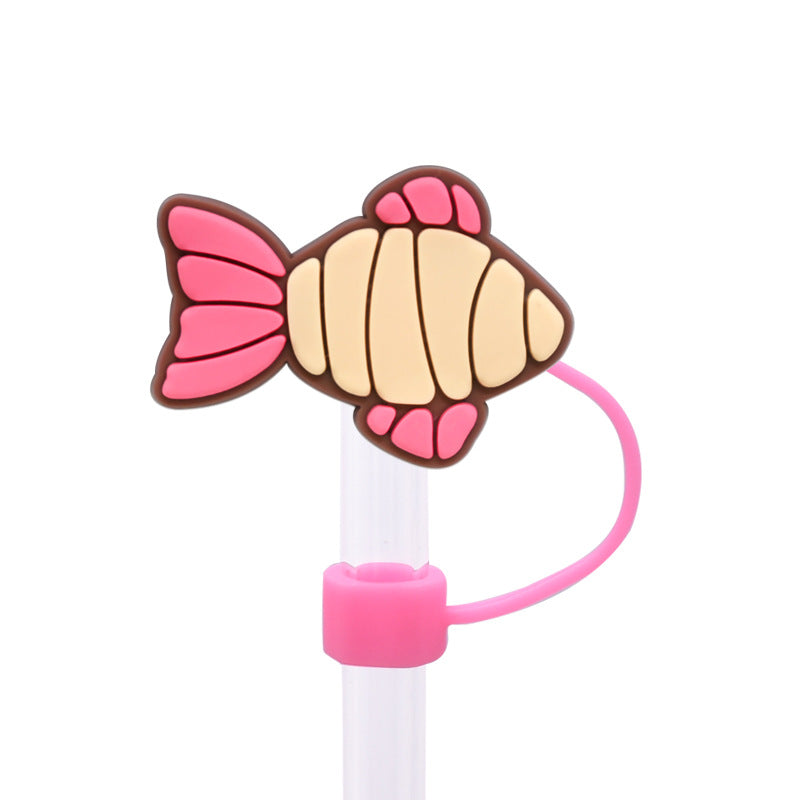 Wholesale Random 100pcs Bread Series Straw Cover 10MM Straw Tube Cap