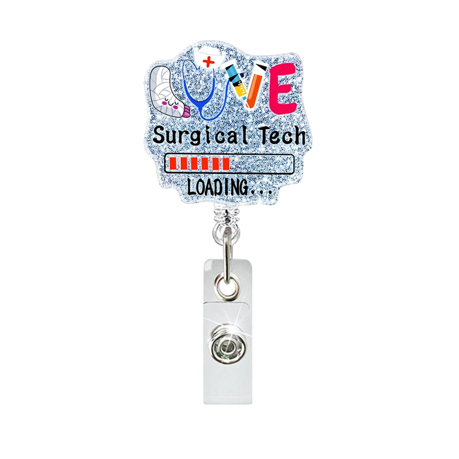 Wholesale Glitter Acrylic Doctor Easy-Pull  Badge Reels