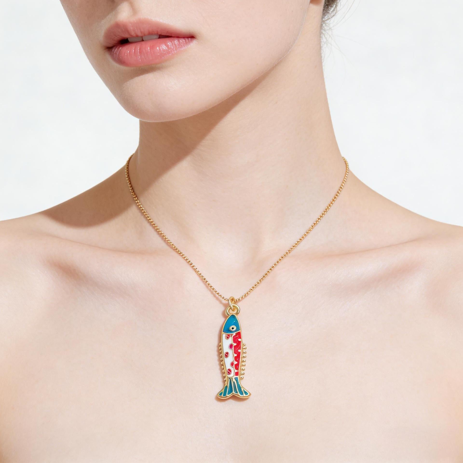 Wholesale Trendy Copper Fish Pendant Necklace Jewelry Accessory Gift