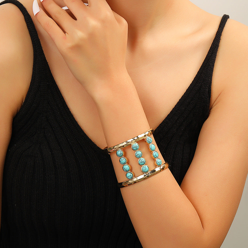 Wholesale Turquoise Boho Geometric Metal Bracelet
