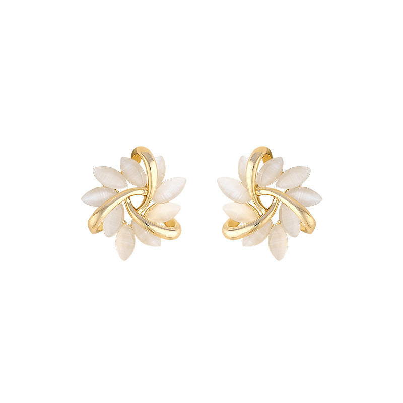 Wholesale Floral Cat Eye Stud Earrings Fashion Accessory for Boutique Resale