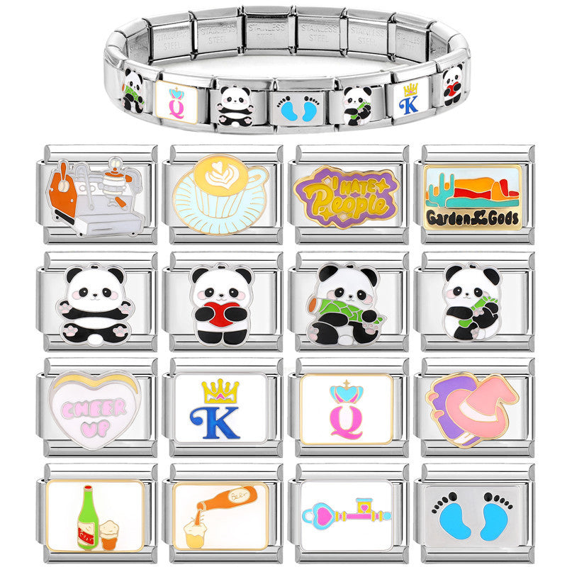 Wholesale Italian Charm Bracelet 9mm DIY Splicing Creative Pattern Titanium Steel  Composable Bracelet