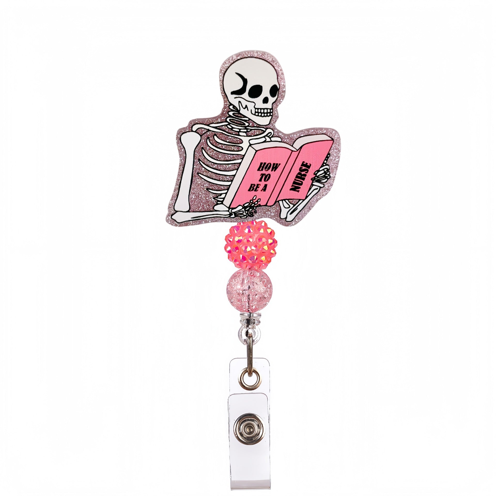 Wholesale Acrylic Glitter Medical Beaded Diamond Ball Bow Badge Reels Keychains