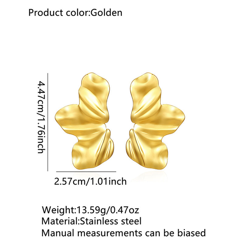 Wholesale Stainless Steel Heart Petal Earrings