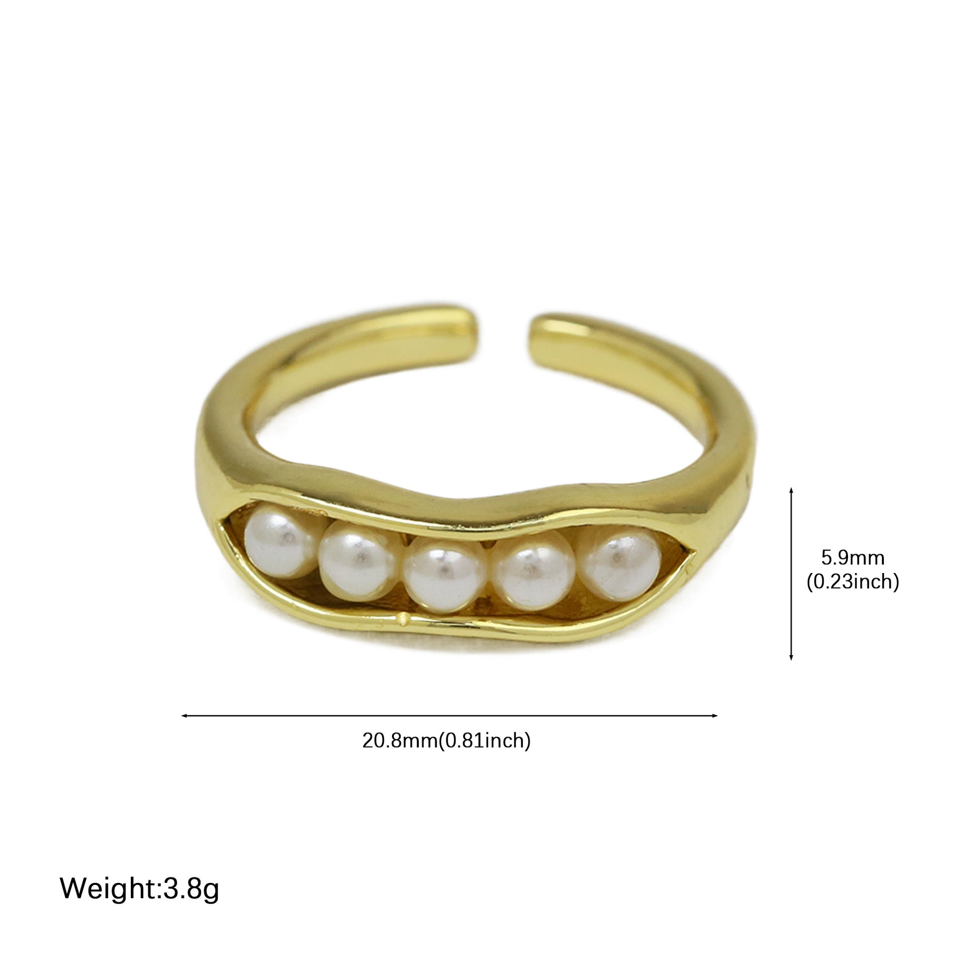 Wholesale European and American E-Commerce Hot-Selling Autumn New Round Pearl Love Geometric Fashion Women' s Open Light Luxury Ring