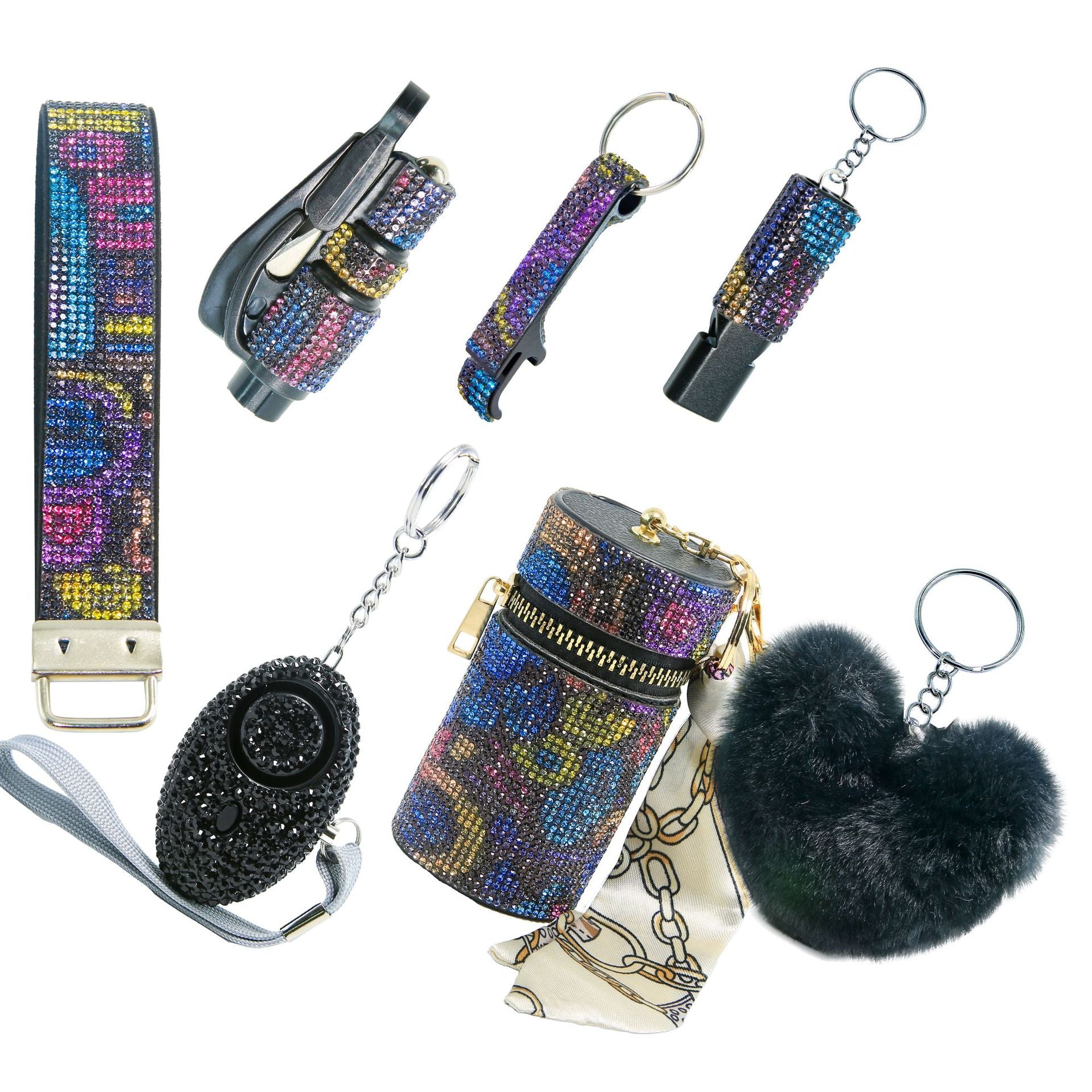 Wholesale  Colorful Outdoor DIY Keychain 7-piece Set Jewelry Accessories Keychain