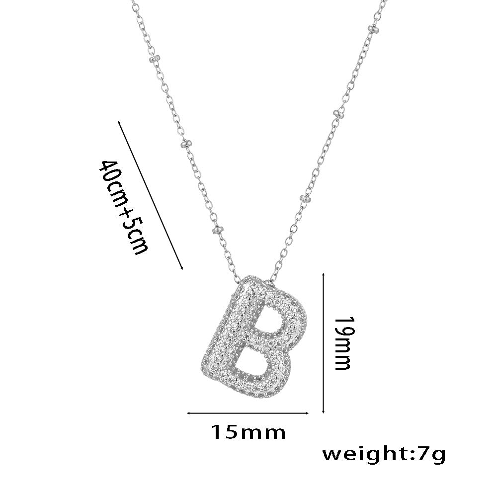 Wholesale Micro-Inlaid Zirconia Letter Pendant Necklace ACC-NE-KuCai012