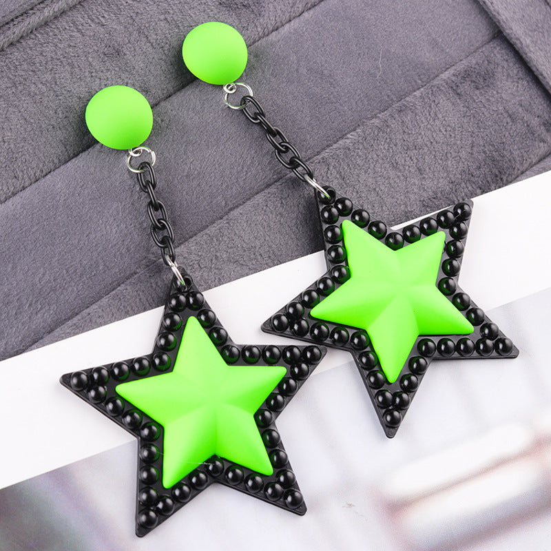Wholesale Vintage Earrings Long Three-dimensional Five-pointed Star Acrylic Earrings