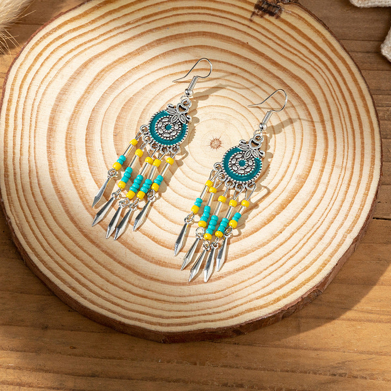 Wholesale Vintage Distinctive Feather Tassel Earrings