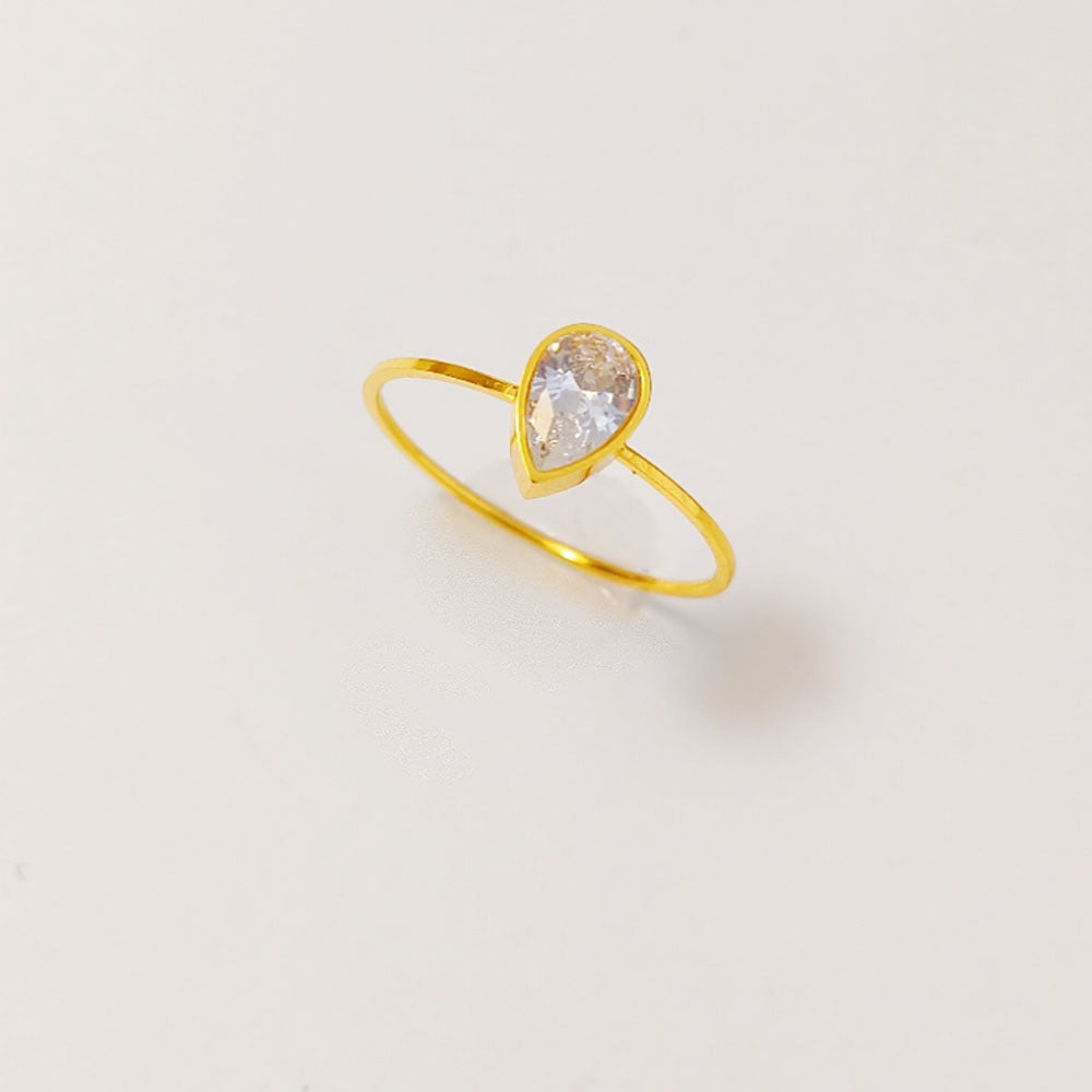 Wholesale  temperament water drop zircon ring light luxury fashion personality stainless steel ring