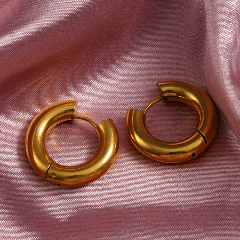 Pendientes redondos de oro de oro de acero inoxidable al por mayor