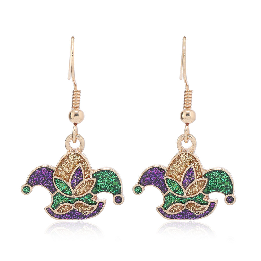 Wholesale Carnival Earrings Glittering Iris Mask Umbrella Dangles