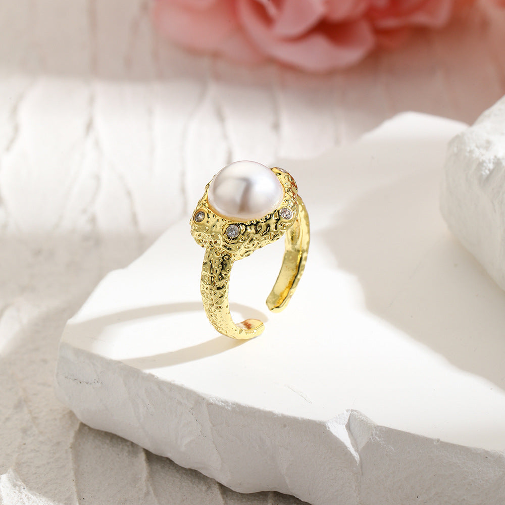 Wholesale 18k copper plated polished Baroque ring for women