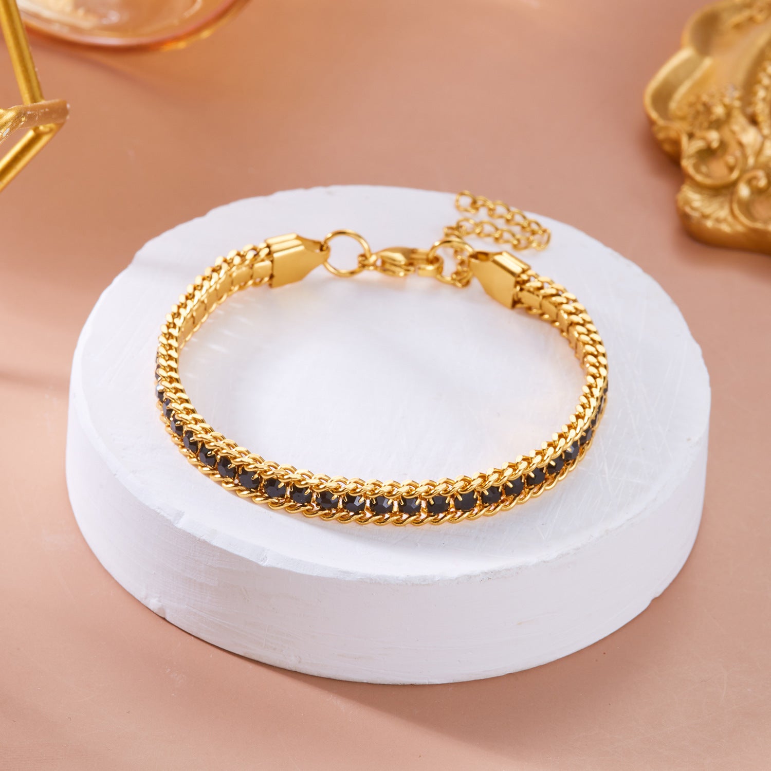 Wholesale Stainless Steel Diamond Bracelet Color Zircon Rhinestone Claw Chain