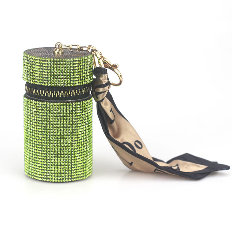 Wholesale PU Leather Rhinestone Lipstick Bag Mini Storage Bag Keychain ACC-KC-CanWu001