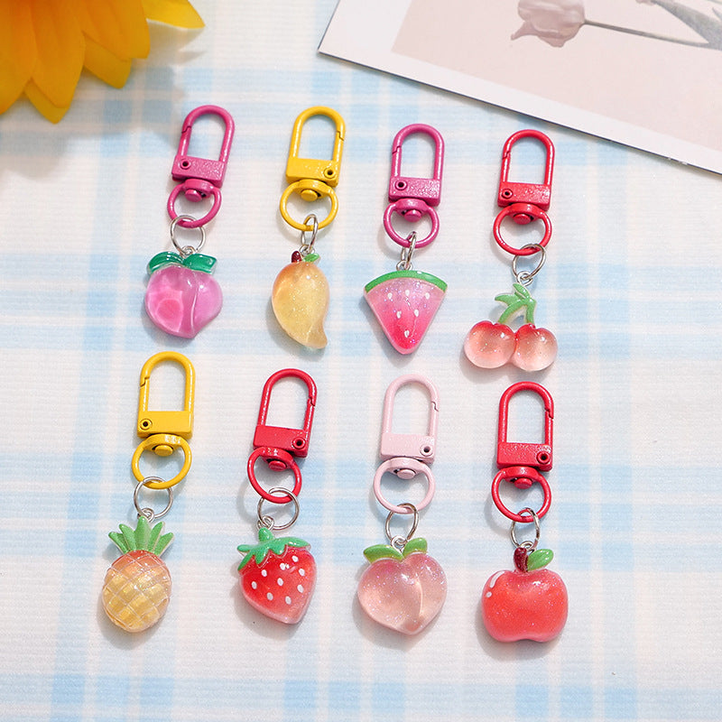 Wholesale Pastoral Style Resin Fruit Keychain Backpack Pendant Trendy Fashion Accessory Gift