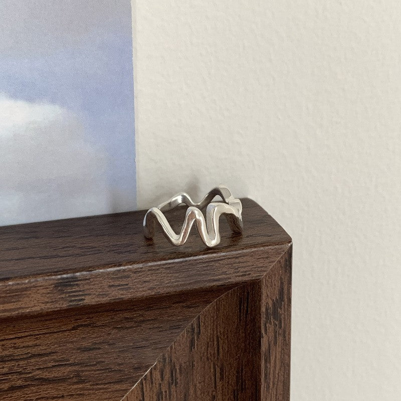 Wholesale Wave Letters 925 Sterling Silver Open Index Finger Ring ACC-RS-YaoFeng004