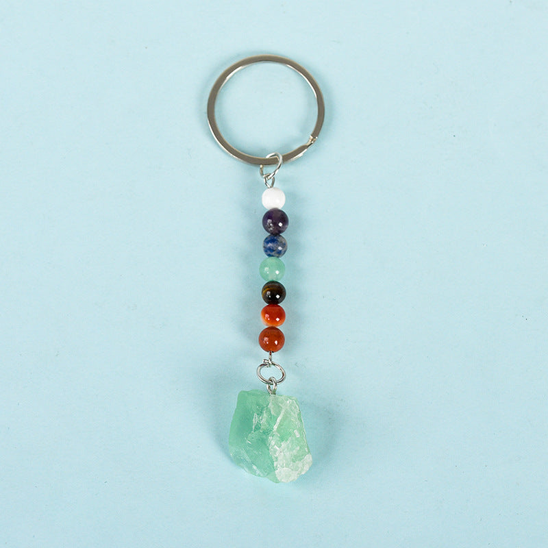 Wholesale Natural Crystal Colorful Rough Stone Keychain ACC-KC-ZhiSF001