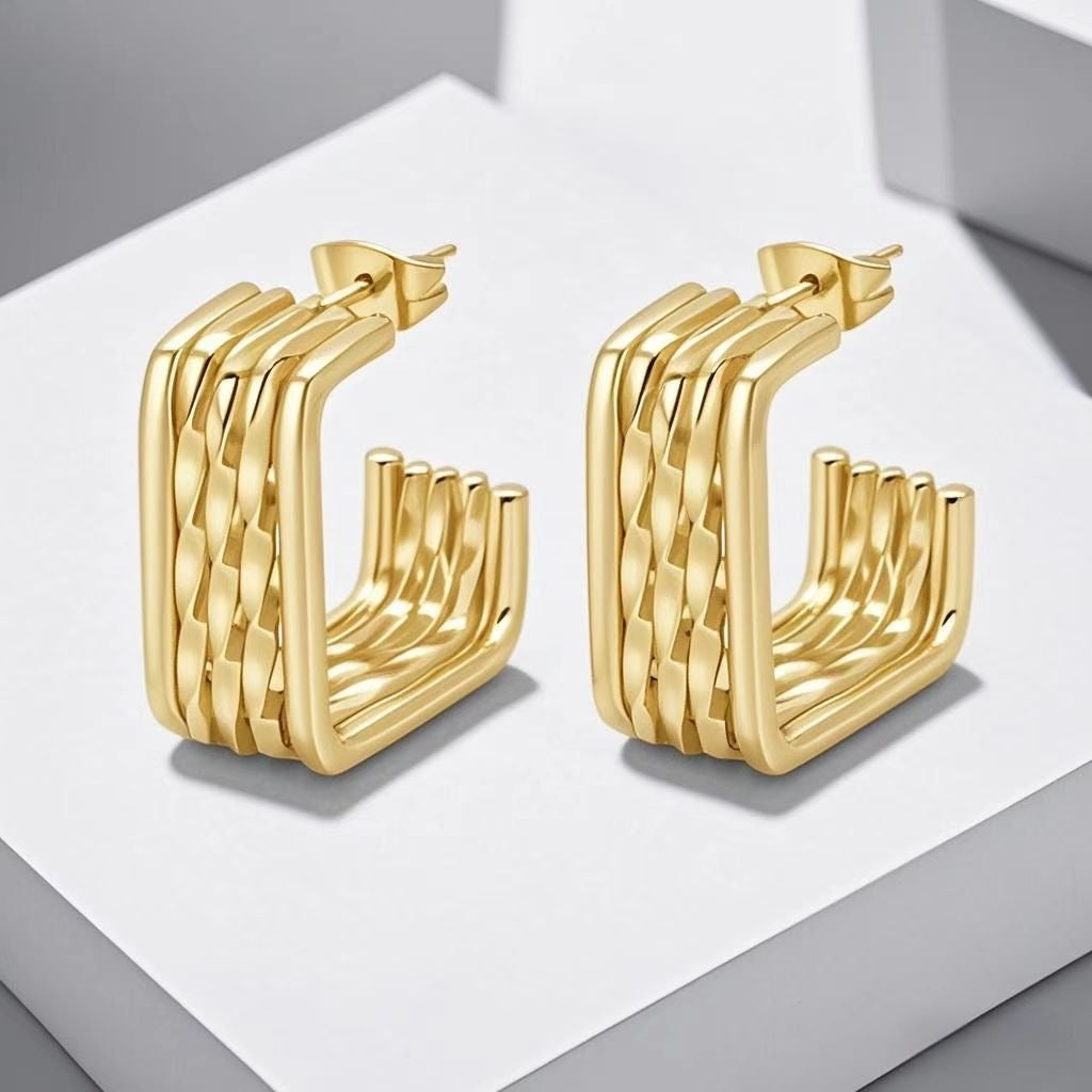 Wholesale Geometric Multi-layer  Titanium Steel  Earrings