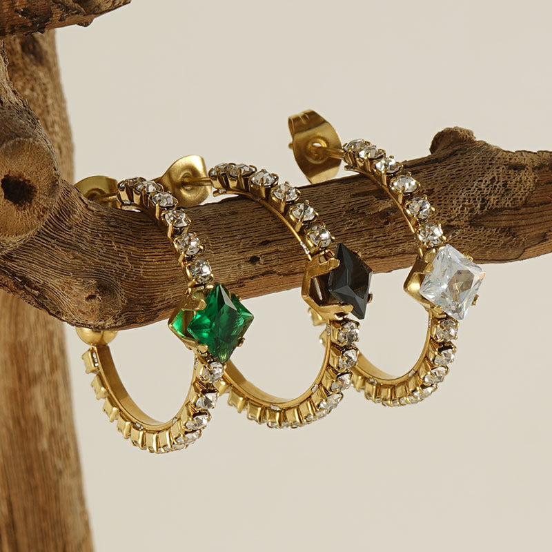 Wholesale Stainless Steel 18K Light Luxury Diamond Ear Ring Earrings