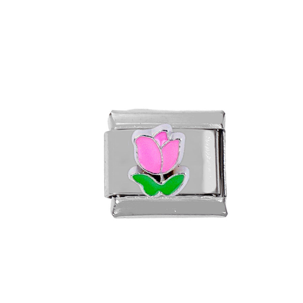 Wholesale Stainless Steel Flower Charms With Enamel Drop Design For DIY Jewelry Making Craft Supply