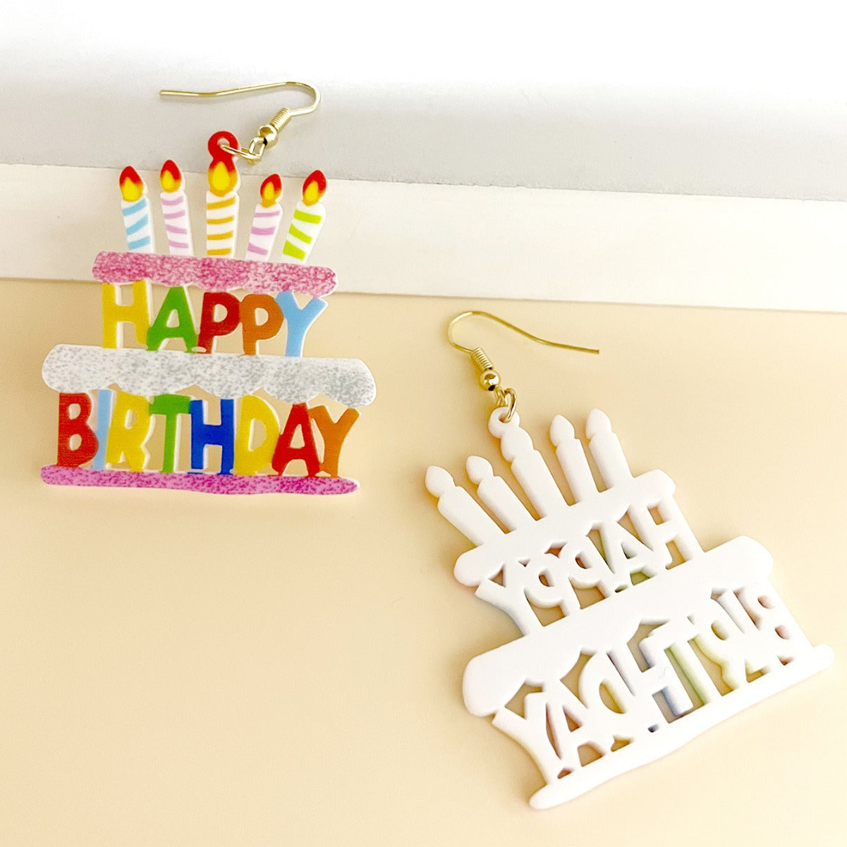 Wholesale creative atmosphere party happy birthday earrings