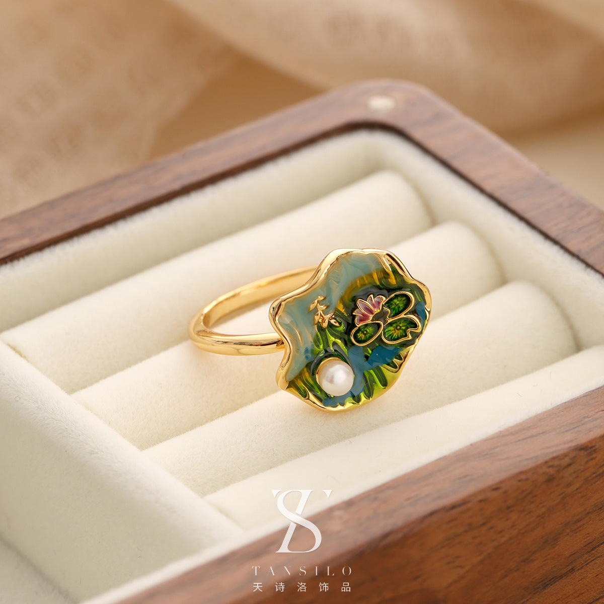 Wholesale Real Pearl Butterfly Ring Opening Ring Adjustable Non-fading Index Finger Ring
