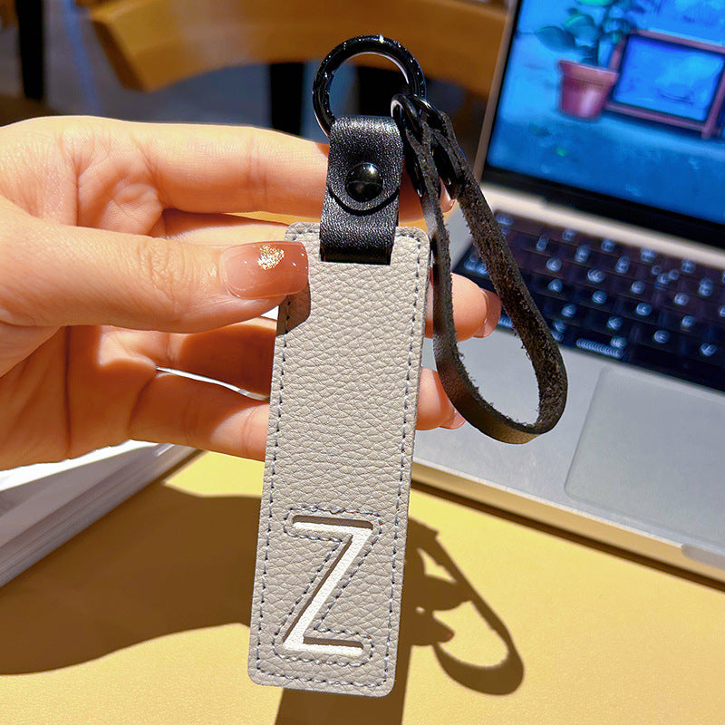 Wholesale Leather 26 Letter Keychain Chic Car Key Accessory Decorative Bag Charm