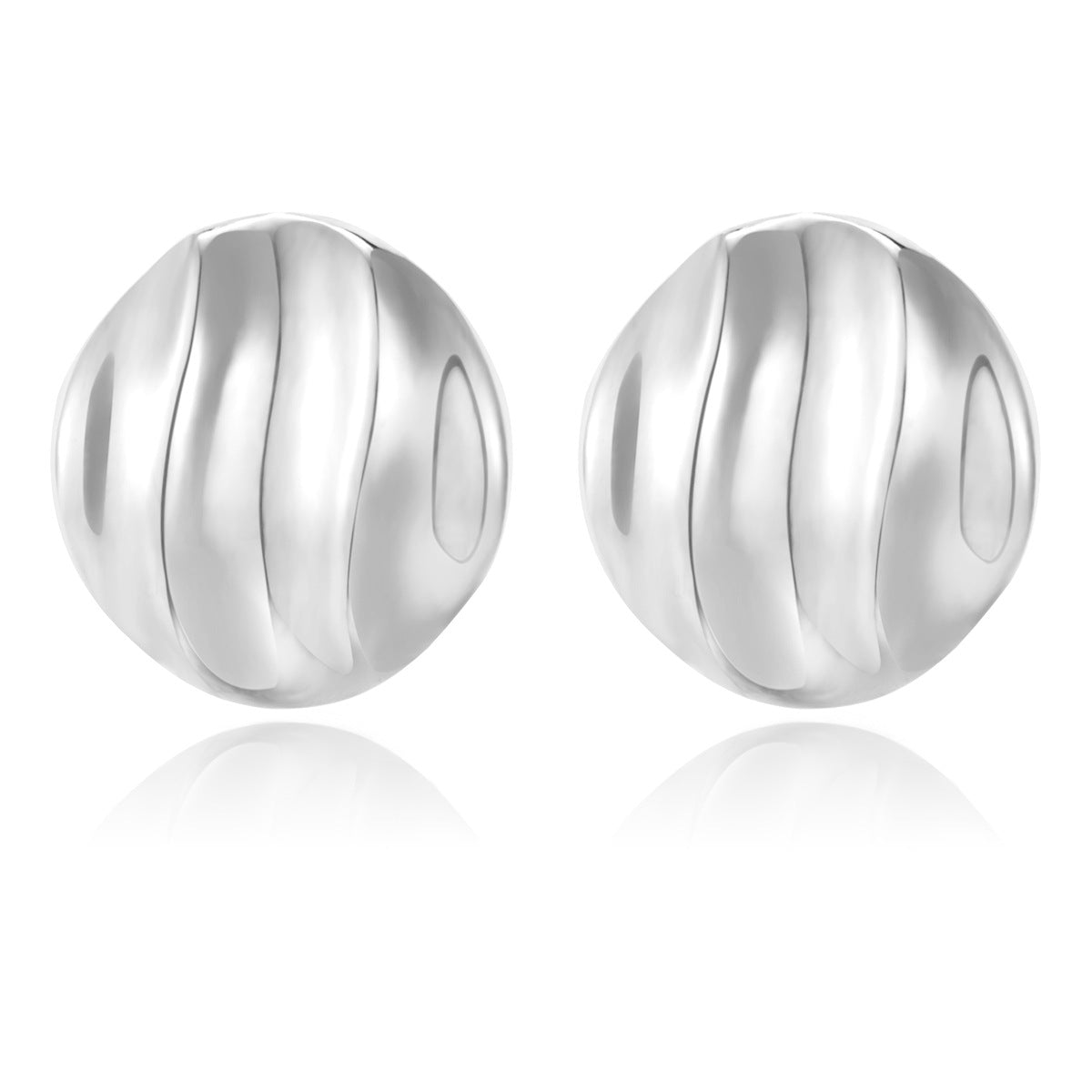 Wholesale Glossy Irregular Shaped Geometric Pleated Origami Love Round Earrings Stainless Steel Earrings ACC-ES-Hongx005