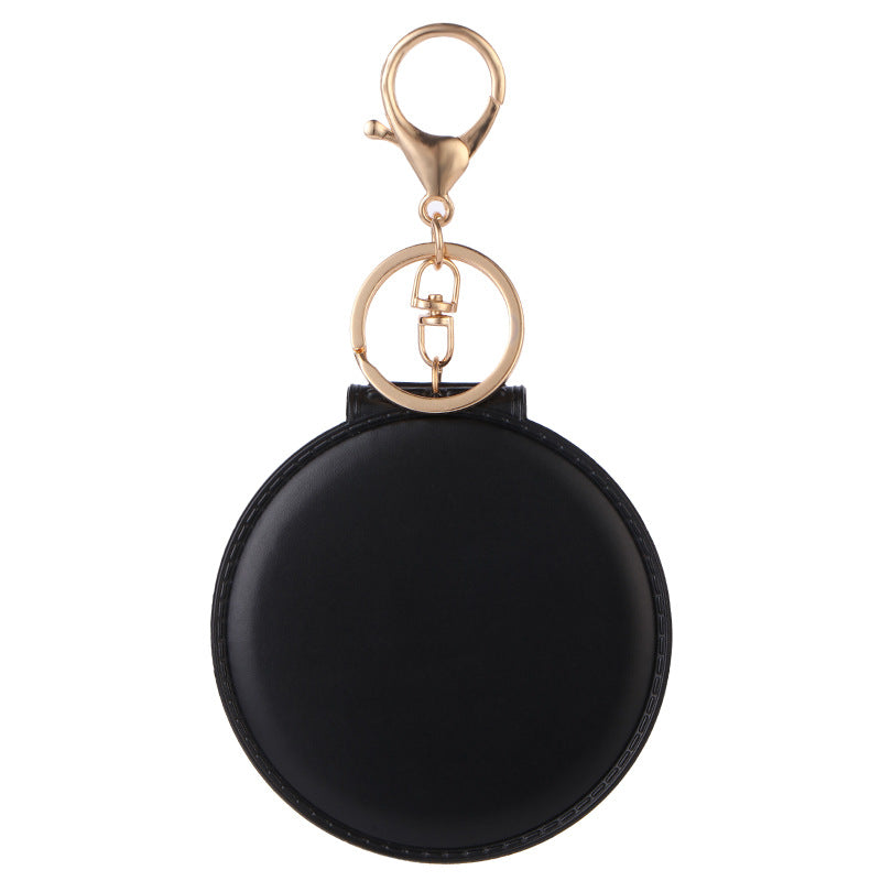 Wholesale Trendy PVC Folding Keychain Mirror Portable Round Makeup Mirror Compact Key Ring Gift Boutique Resale