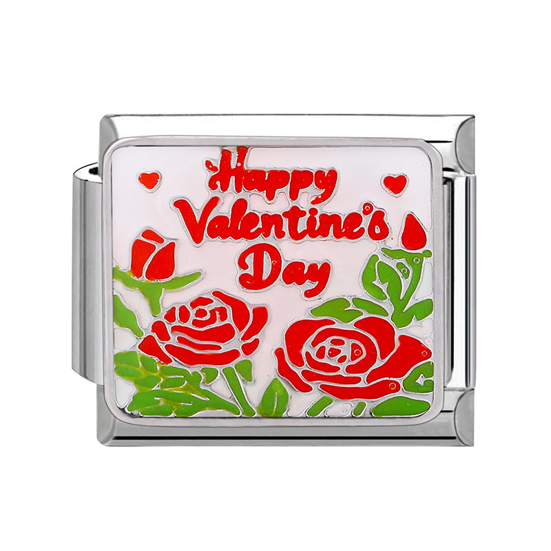 Wholesale Italian Charm Bracelet 9mm DIY Splicing Valentine' s Day Stainless Steel Composable Bracelet