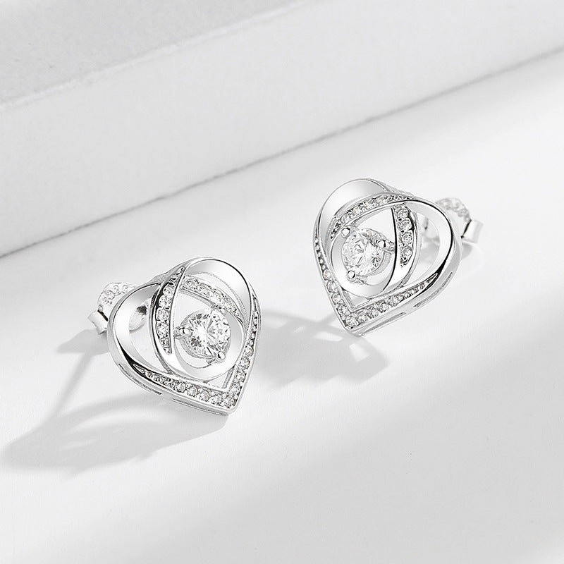 Wholesale S925 Silver Heart-shaped Zircon Earrings