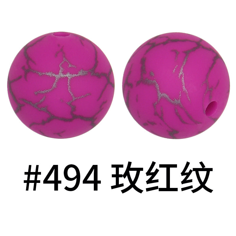 Wholesale 50pcs 15mm Colorful Crack Printed Silicone Balls DIY Beaded Accessories ACC-BDS-HeSheng050