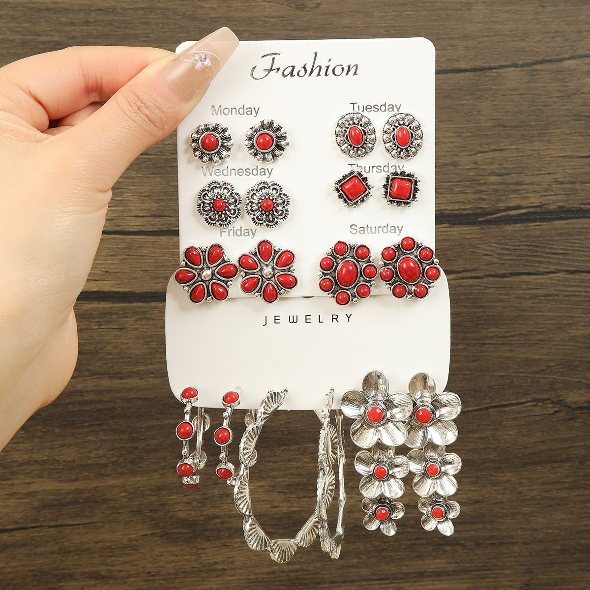 Wholesale Retro Bohemian Style Oval Geometric Flower Earrings
