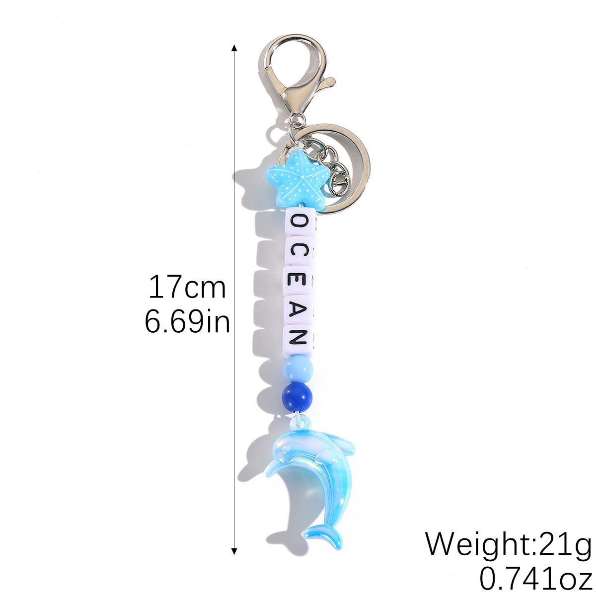 Wholesale Acrylic Beaded Dolphin Keychain With Colorful Alphabet Charms Chic Car Key Accessory Gift