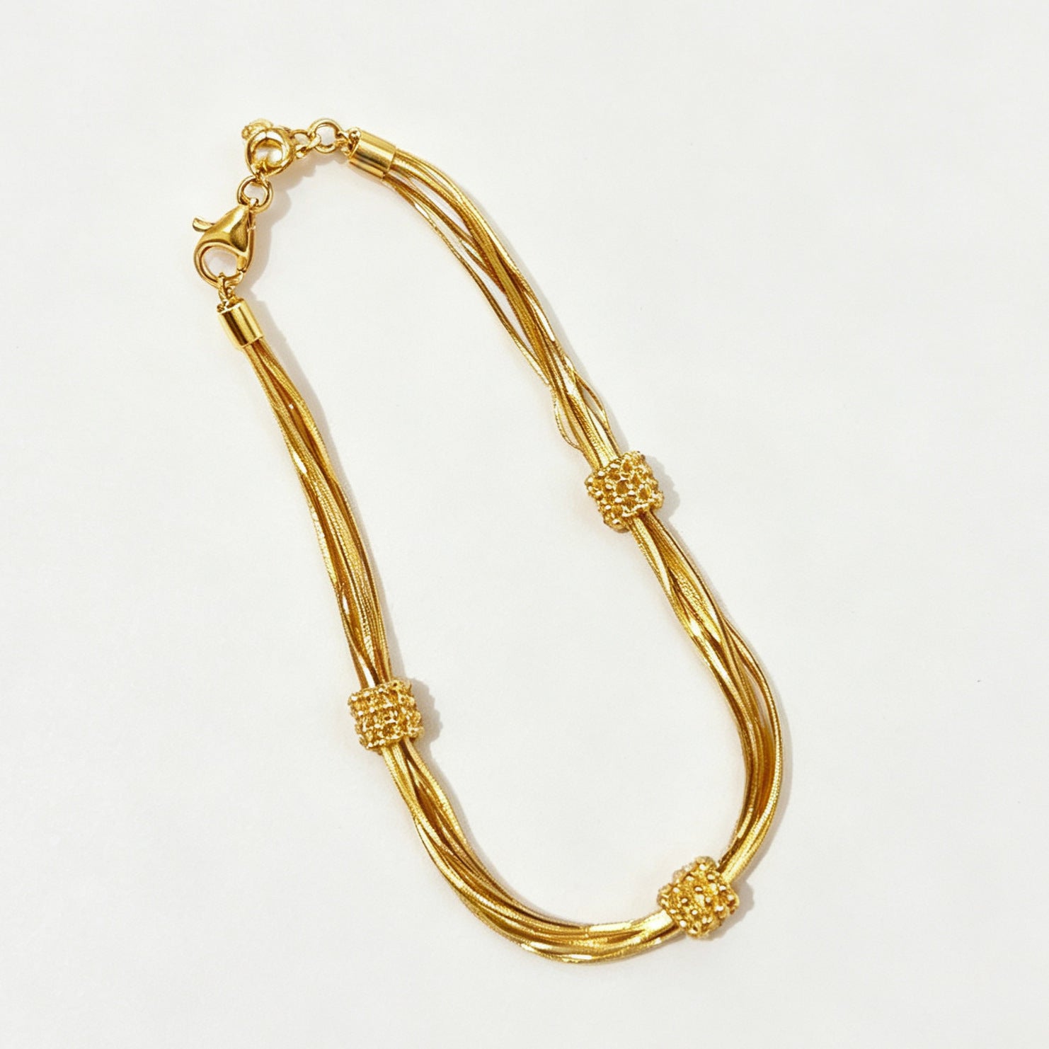 Wholesale Copper Gold Tone Multi Layer Snake Chain Bracelet For Women Retro Minimalist Stackable Design Everyday Jewelry Gift